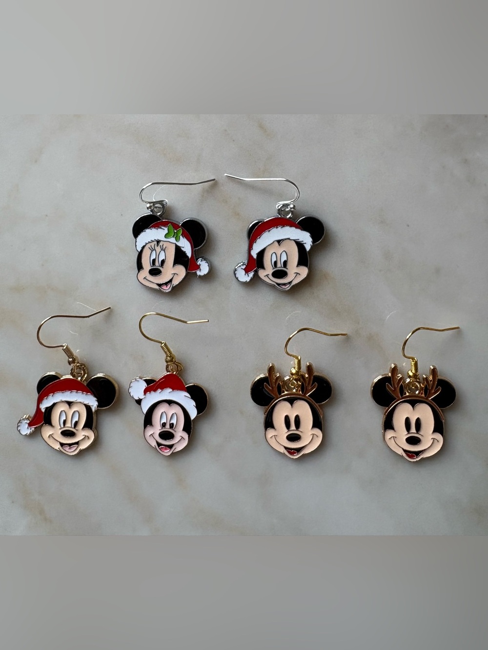 Mickey & Minnie Christmas Earrings /3 Pairs